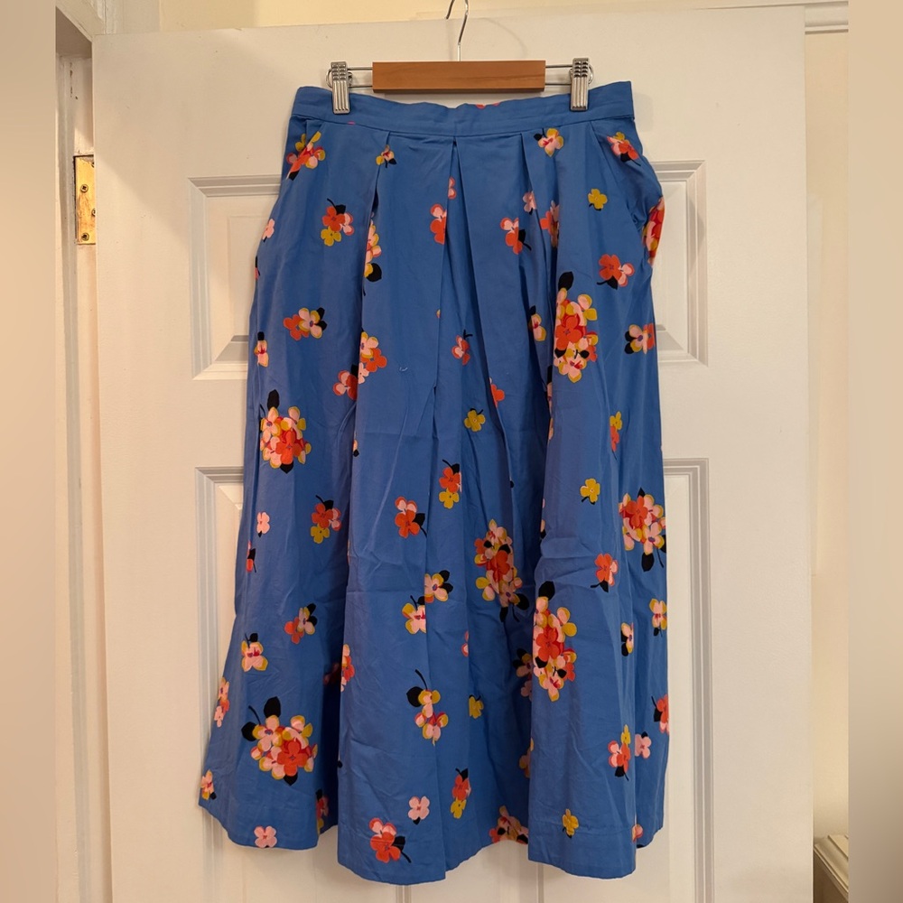 Anthropologie Emily and Fin Floral Blue Midi Skirt